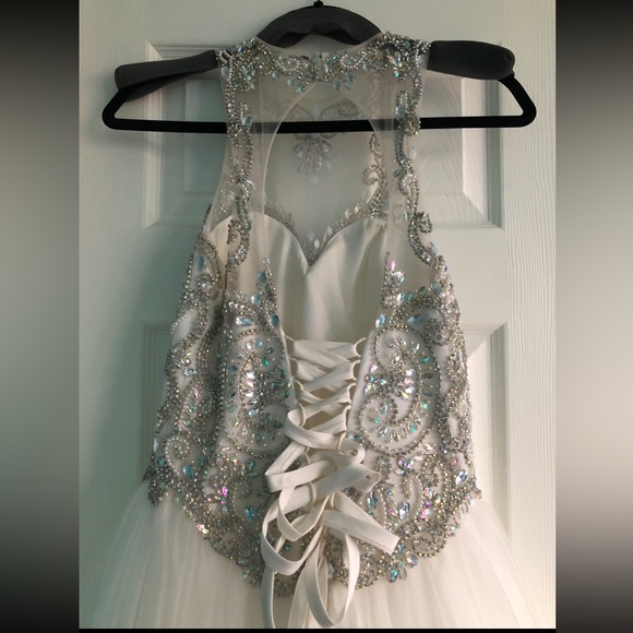 White Bejeweled Prom Dress - Picture 2 of 6